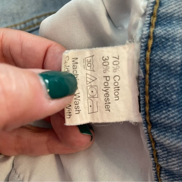 Denim High Rise Distressed Mom Shorts - Picture 3 of 6